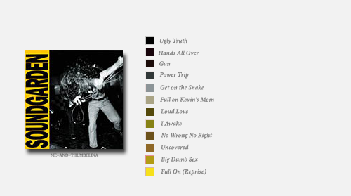 cherootie:soundgarden albums + color palette track listings...