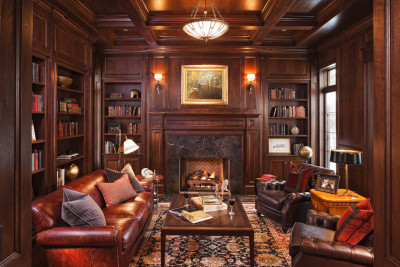 Warm mahogany library. Id never leave [990 x 660]