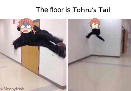 nozomiiichann:Someone:The floor is tohru’s tailKobayashi:*Jumps...