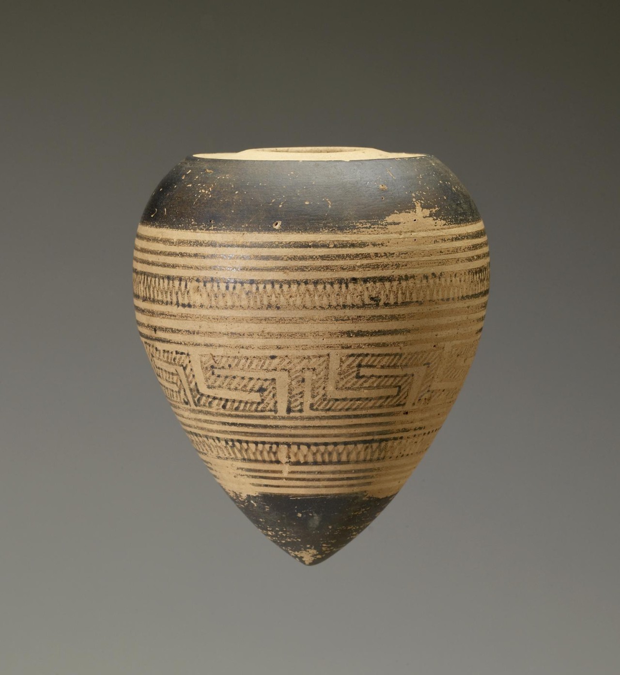 ANCIENT ART — Greek pottery from the dynamic Geometric period.