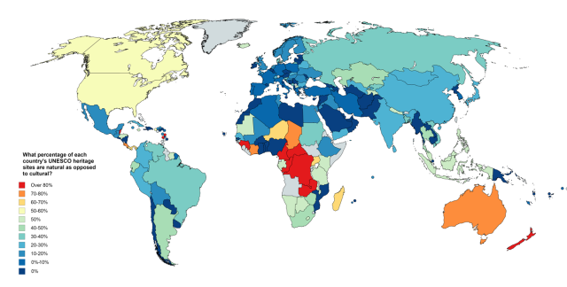 What percentage of each country’s UNESCO World... - Maps on the Web