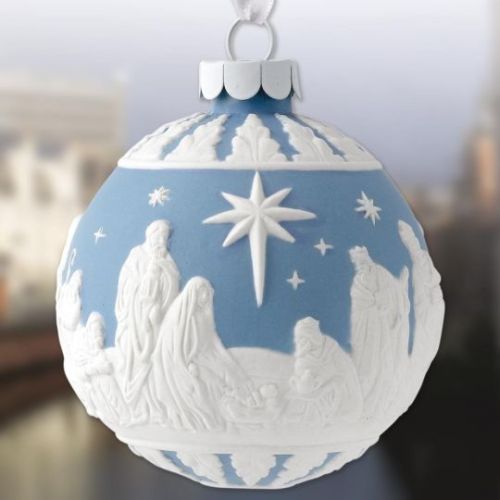 wedgwood porcelain ceramics christmas ornaments snowflake snow nativity christian cross christmas ornament modern