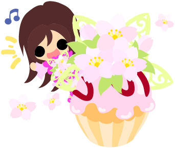 春のフリーのイラスト素材 可愛い女の子と桜のカップケーキ Free Illustration フリー素材のatelier B W 加工 印刷 商用利用可能