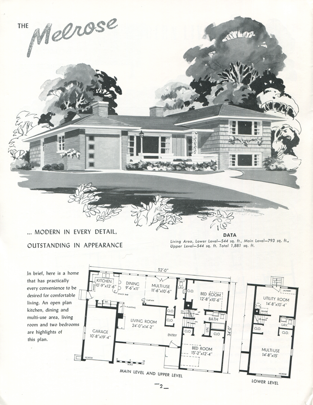 united-states-1954-the-melrose-this-split-level-vintage-home-plans