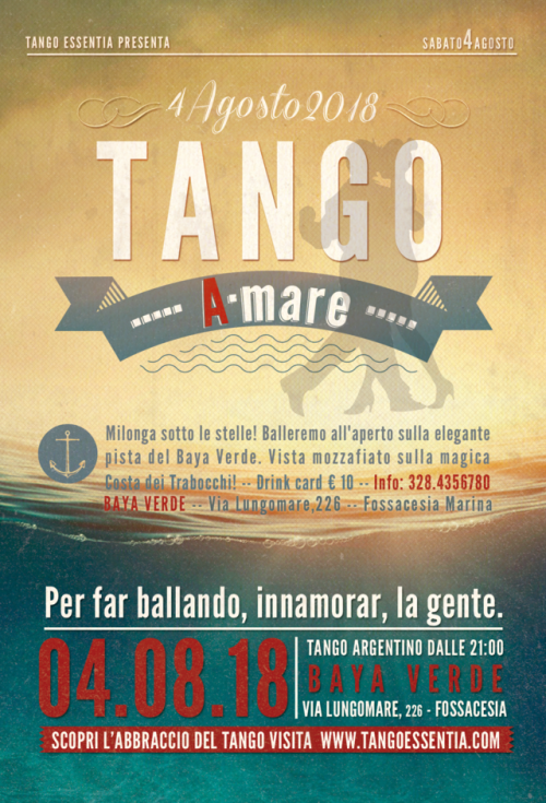 Sabato 4 Agosto Notte di tango sulla magica costa dei...