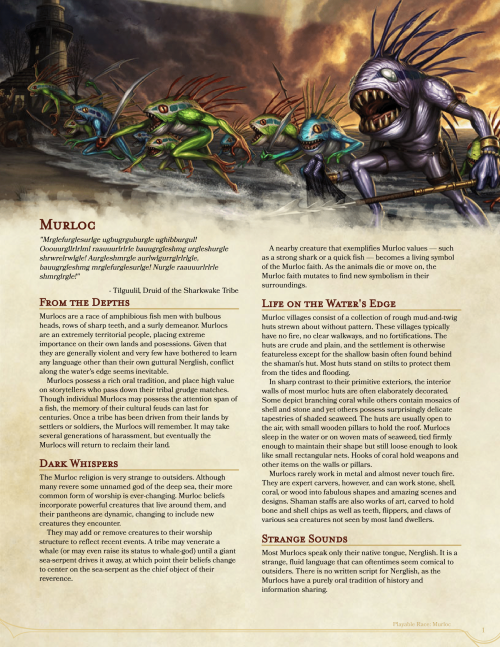 dnd-5e-homebrew:Murloc Race by Maclimes