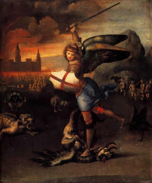 artist-raphael:St. Michael, RaphaelMedium: oil,panel