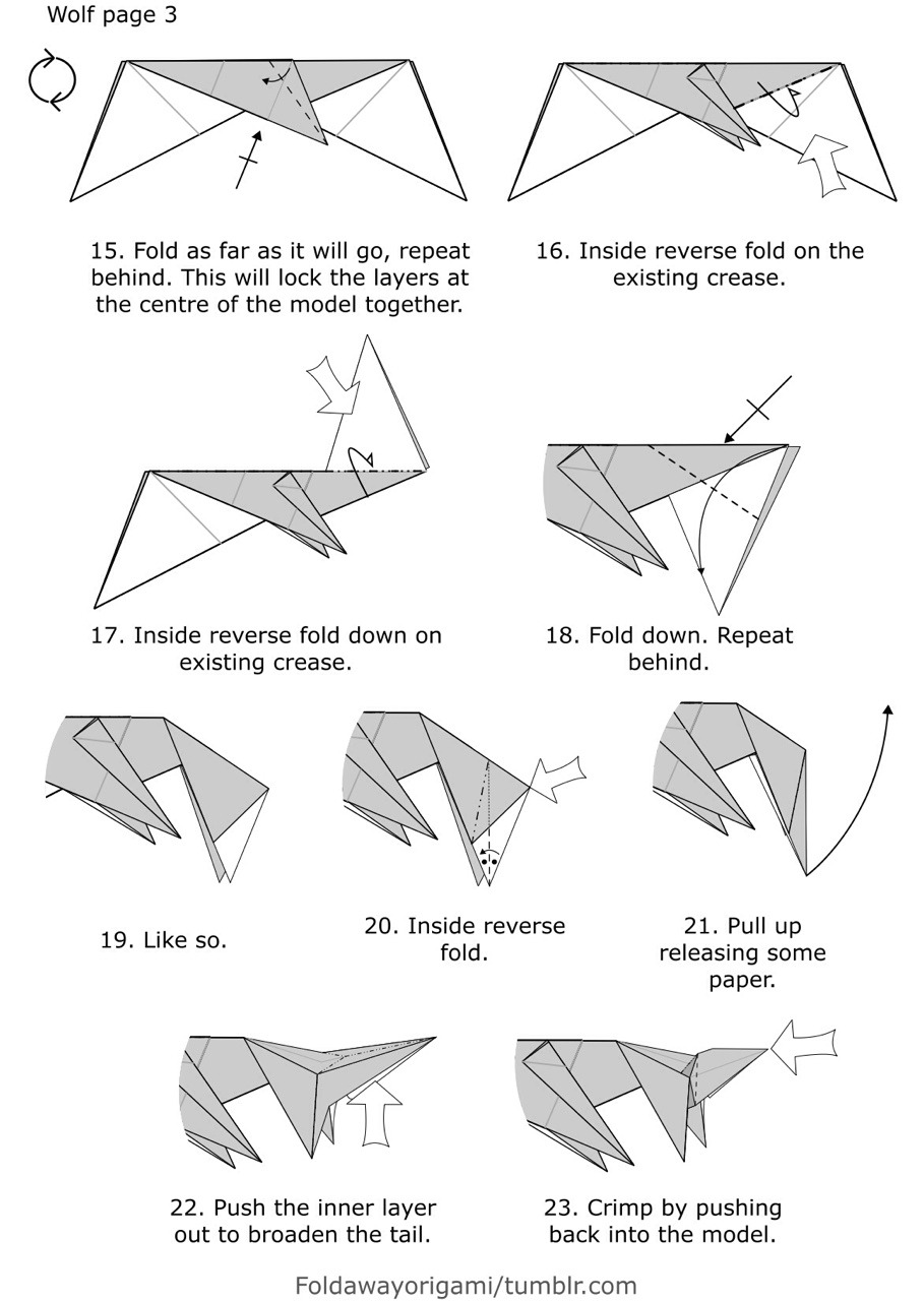 Foldaway Origami Wolf Each Model Is Folded From A Single