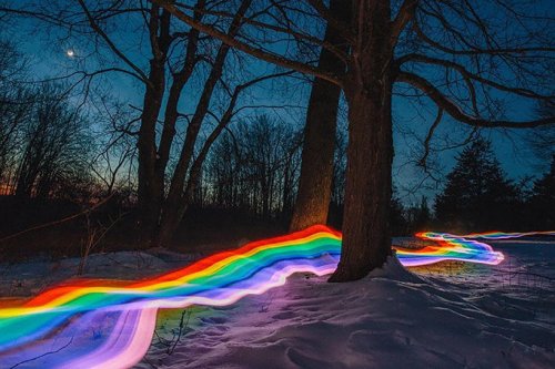 sixpenceee:Daniel Mercadante’s rainbow road. Made with long...