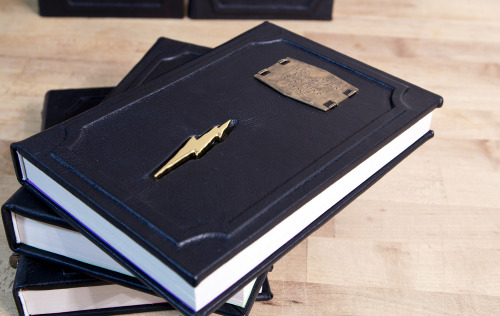 nerdismindecor:Custom created leather bound Harry Potter books...