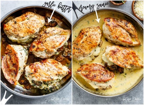 foodffs:Cheesy Garlic Butter Mushroom Stuffed ChickenFollow...