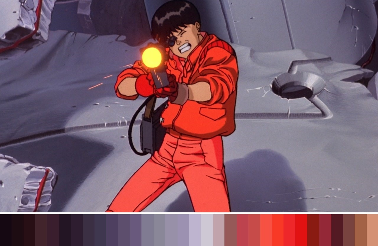 Paleta de cores de Akira, ícone cyberpunk.