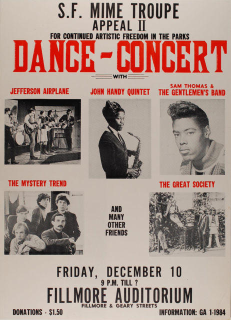 Jefferson Airplane at the first ever Bill Graham dance at the Fillmore Auditorium in San Francisco with the Great! Society, Mystery Trend and others. December 10, 1965.