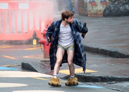 dailyhangover:Daniel Radcliffe on set of Guns Akimbo