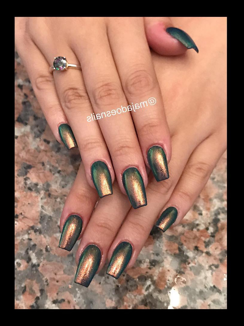 fancy nails, colorful nails, coffin shaped nails, allure nails, trendy nails Dark Blue Base Color with Fairy Dust I love how it goes like 3 different colors! 