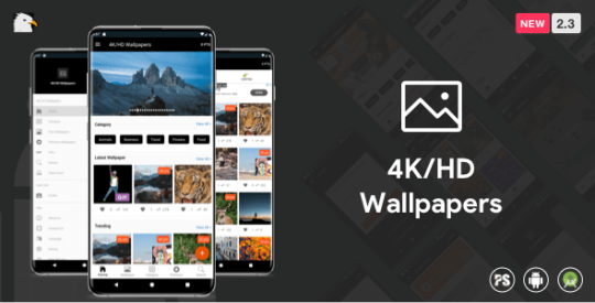 4K/HD Wallpaper Android App Google Material Design Admob Firebase Push Noti PHP Backend 2.3 Nulled