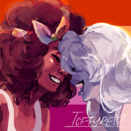 aa today’s lesbian day of pride month!!! so i drew these perfect lesbians and also my pride icon :3