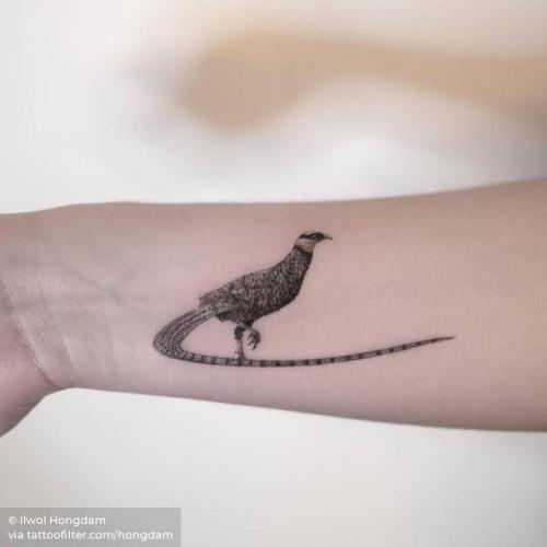 Tattoo tagged with: small, pheasant, single needle, animal, hongdam, tiny, bird, ifttt, little, inner forearm, medium size
