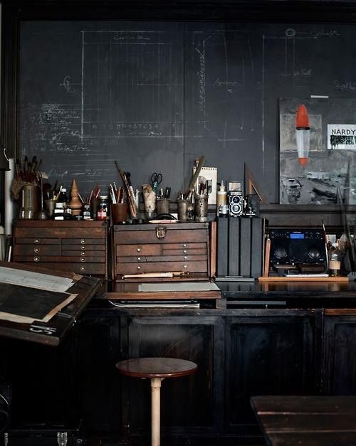 Magical Homestead Workroom With Vintage Wooden Storage It