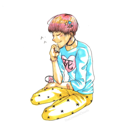 fairy kei boy traditional art copic markers pen and ink my ocs my art