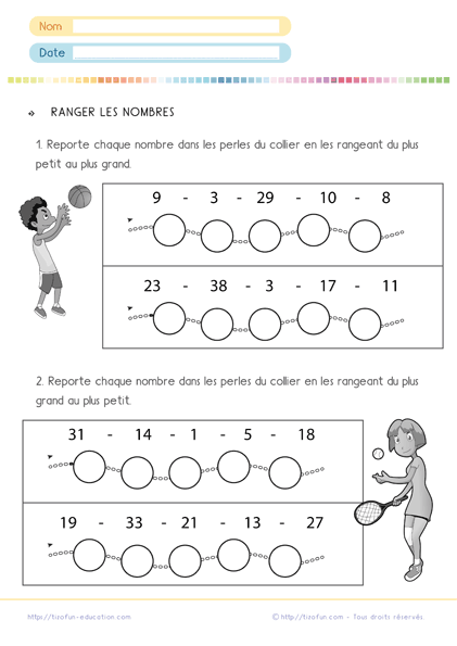 Education En France — Exercices de Maths CP - Ranger les nombres ...