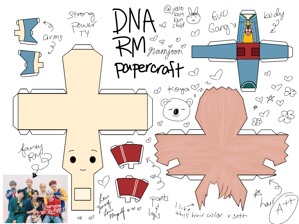 JELLYBUNNY, BTS DNA-themed Chibi Papercrafts So like last...