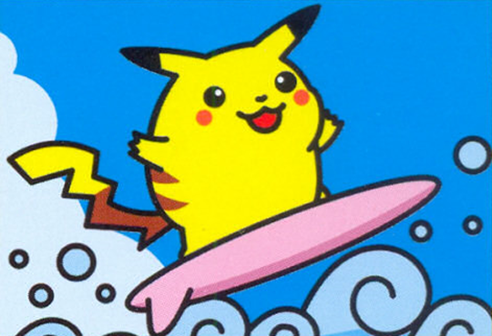 flying and surfing pikachu pin