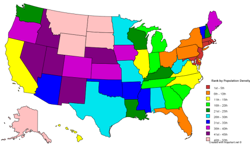 US States Ranked by Population Density. - Maps on the Web