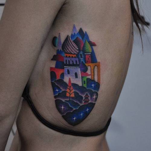 By David Côté, done at Imperial Tattoo Connexion, Montreal.... moscow;psychedelic;davidcote;patriotic;contemporary;rib;facebook;location;twitter;russia;pop art;saint basil s cathedral;red square;experimental;medium size;other