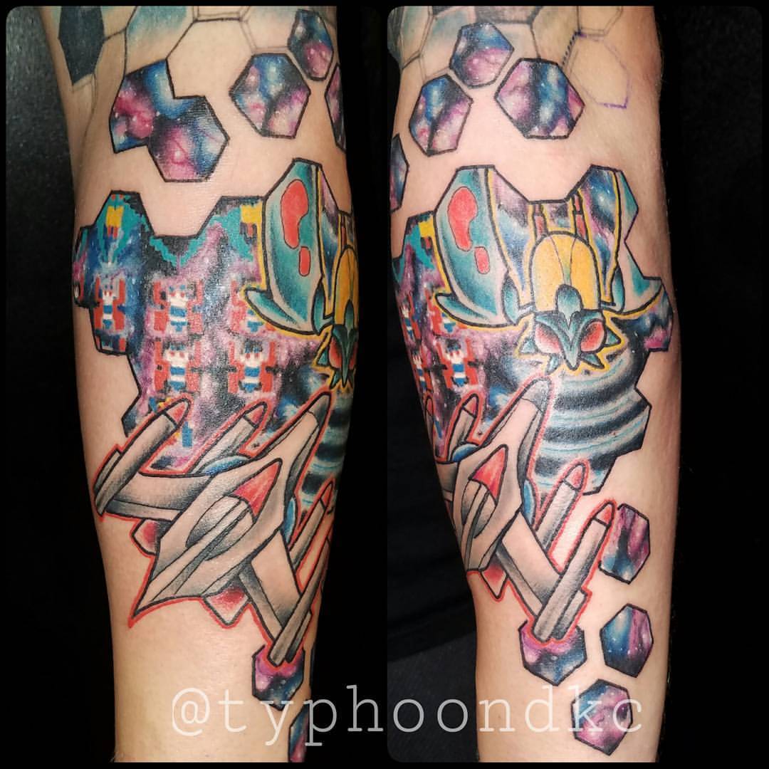 DEAD — Galaga themed tattoo I made last night tattoo...