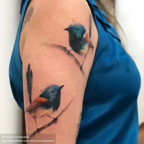 By Victor Octaviano, done in Santo André. http://ttoo.co/p/35138 animal;big;bird;blue wren;facebook;twitter;upper arm;victoroctaviano;watercolor