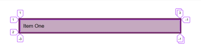 A single grid item fills the container, the grid inspector highlights the column lines