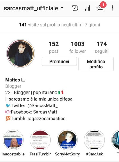 Profilo Instagram Tumblr