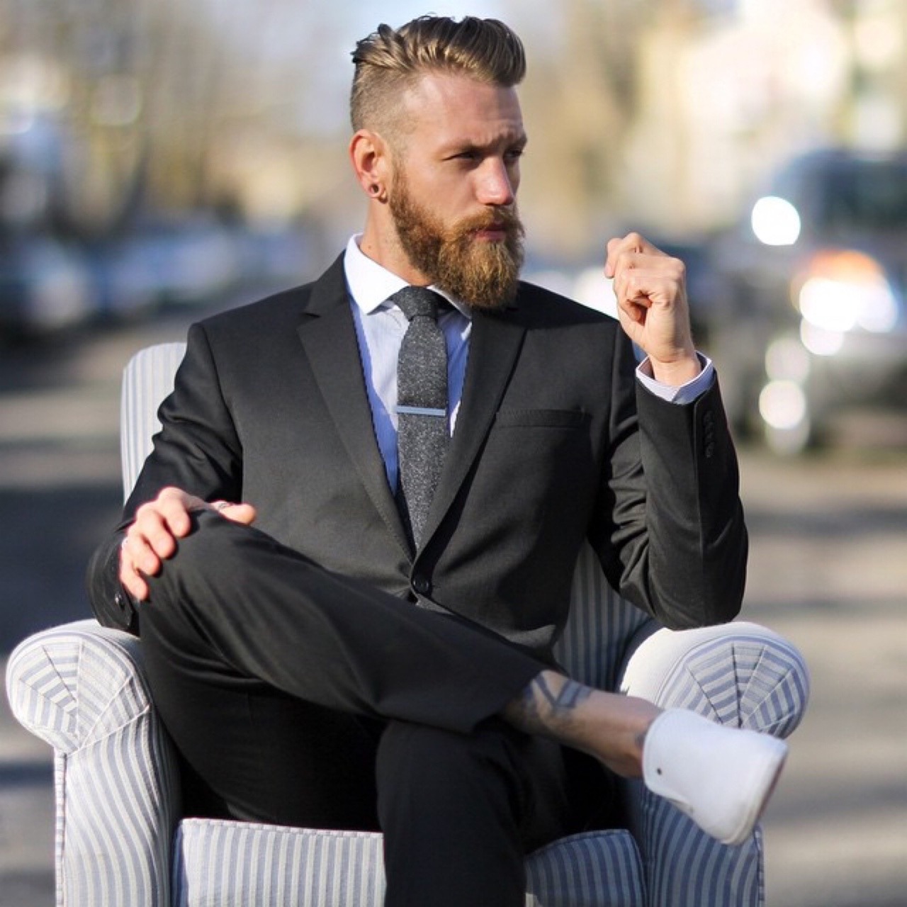 Attractive Bearded Men Wearing Suits Photo