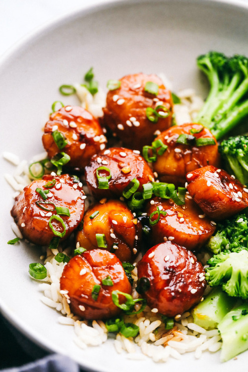 savorytoothgirl:HONEY GARLIC BUTTER SCALLOPS