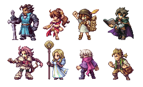 ahruon:Pixelart of the main characters of Octopath Traveller,...