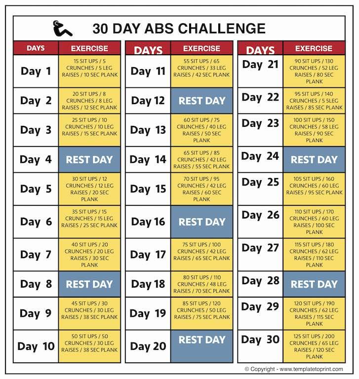Template to Print — (via 30 Day Abs Challenge)