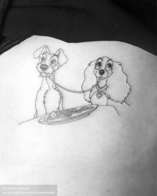By Lauren Winzer, done at Hunter and Fox Tattoo, Sydney.... small;pet;dog;animal;laurenwinzer;rib;tiny;disney;cartoon;ifttt;little;medium size;lady and the tramp;film and book