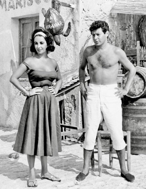 Elizabeth Taylor and Eddie Fisher one the set of Suddenly, Last...