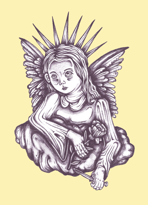 amybrereton:Angel, with Rose & DaggerGraphite and digital...