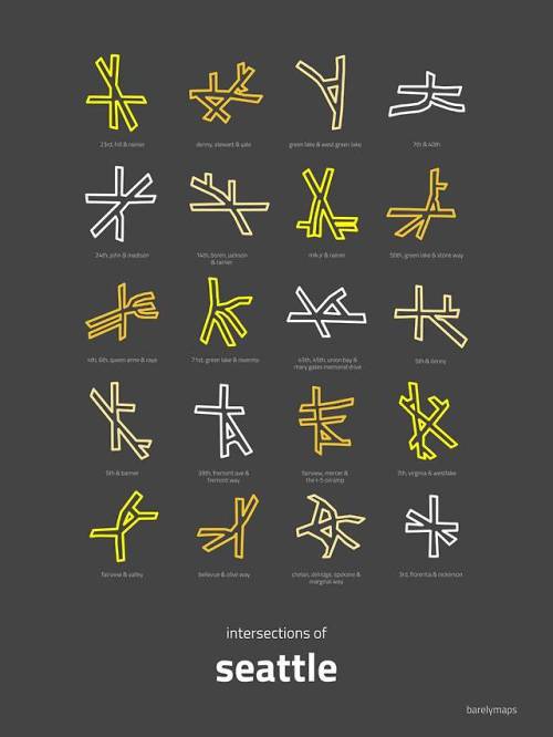 mapsontheweb:Seattle’s most infamous intersections highlighted...