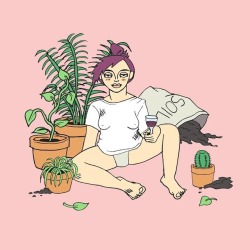 Crazy Plant Lady  24" x 36" Digital Illustration  Amy May