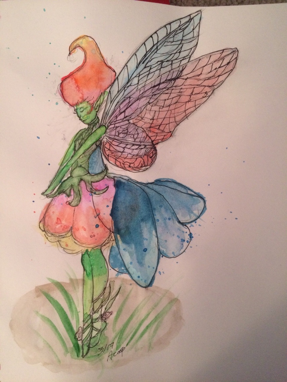 The Ameature Artist — My beautiful watercolor flower fairy