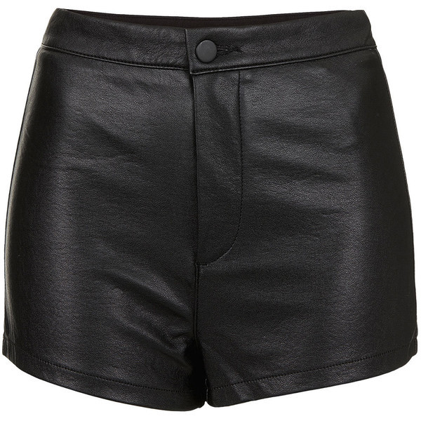 Valen — TOPSHOP Leather Look High Waist Shorts liked...