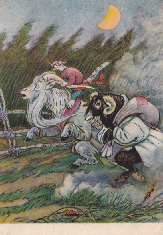 sovietpostcards:
“Grey Cat, Goat and Sheep - Russian Folk Tale Illustration by Yevgeny Rachyov (1956)
http://ift.tt/1Wc9qYm
”