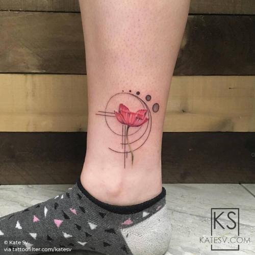Tattoo tagged with: ankle, facebook, flower, graphic, katesv, nature,  poppy, small, twitter 