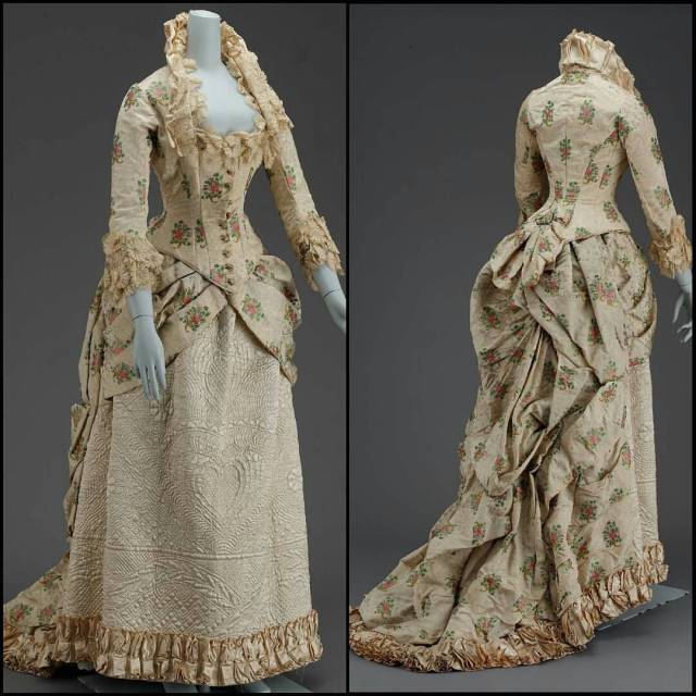 Historical Garments — 1880-1885 dress “front of skirt extending well to...