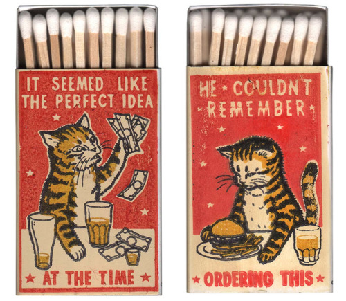 itscolossal:Hilarious Matchboxes Depict Cats Making...