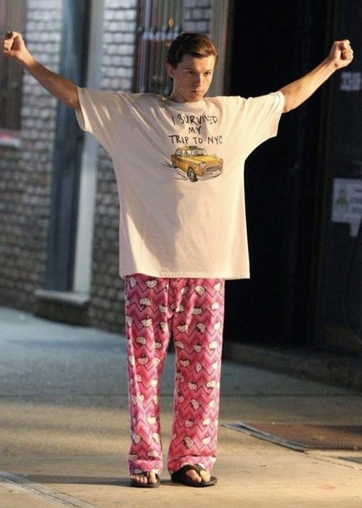 salty-seb: tom holland in hello kitty pajama...