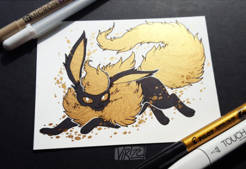 retrogamingblog:Gilded Eeveelution Drawings made by...